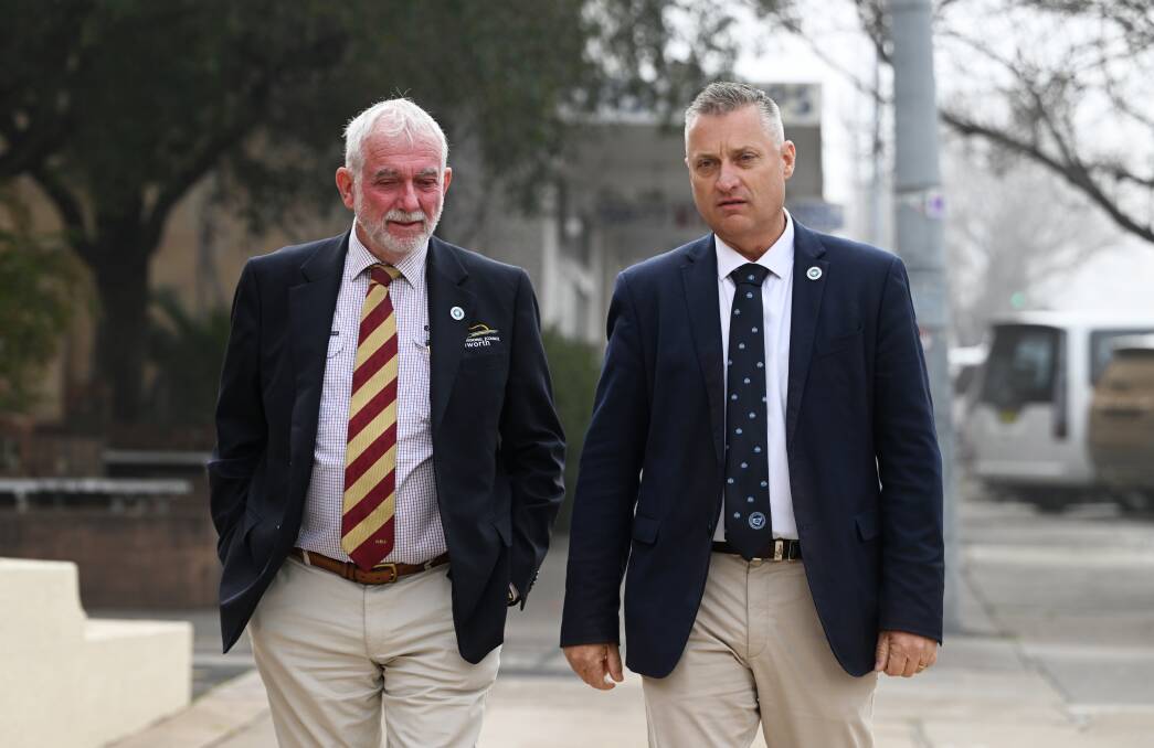 Tamworth mayor Russell Webb and Gunnedah mayor Jamie Chaffey addressed a state inquiry during a hearing in Tamworth on Thursday, representing the Country Mayors Association. Picture by Gareth Gardner