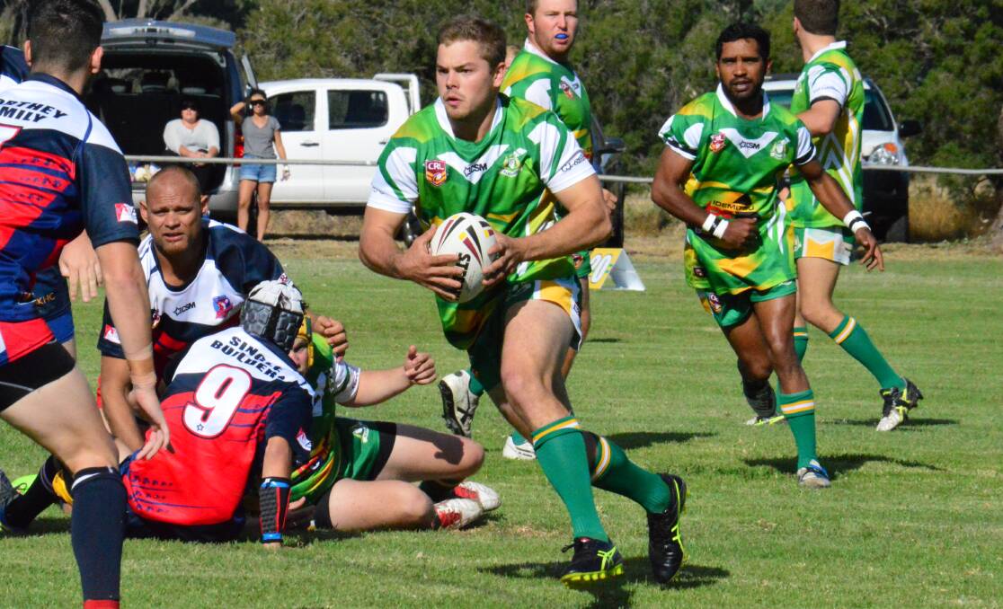 OUT: Matt Gillham takes on the Kootingal-Moonbi defensive line last weekend. Photo: Sue Haire